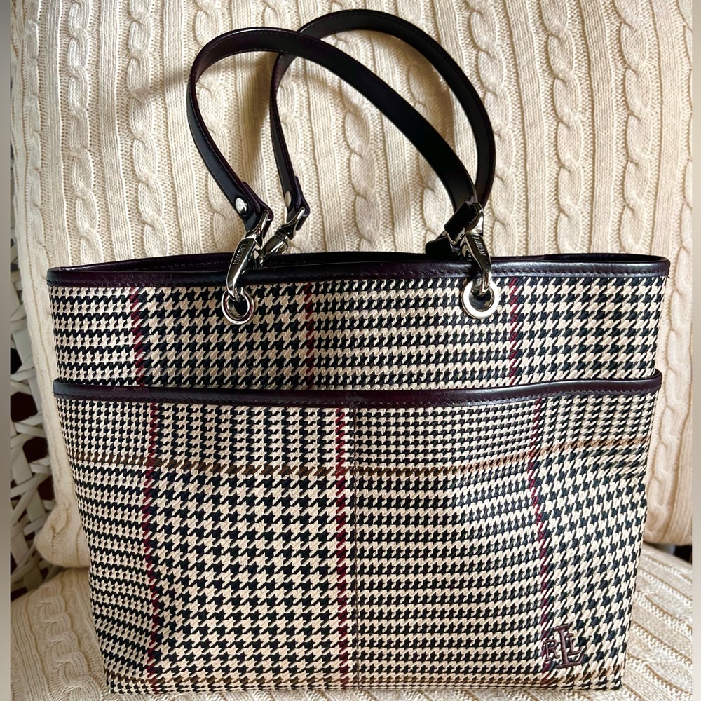 Ralph Lauren Lauren Houndstooth Mini Tote
